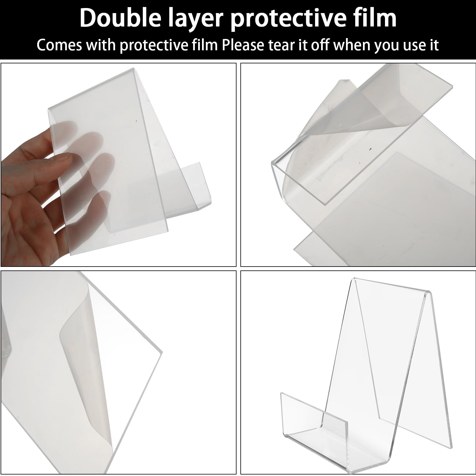 12 piezas Soporte libros acrílico para mesa, expositor libros transparente 105 x 90 x 75 mm, atril para libros y sujetalibros para fotos, tarjetas, cuadernos y tienda