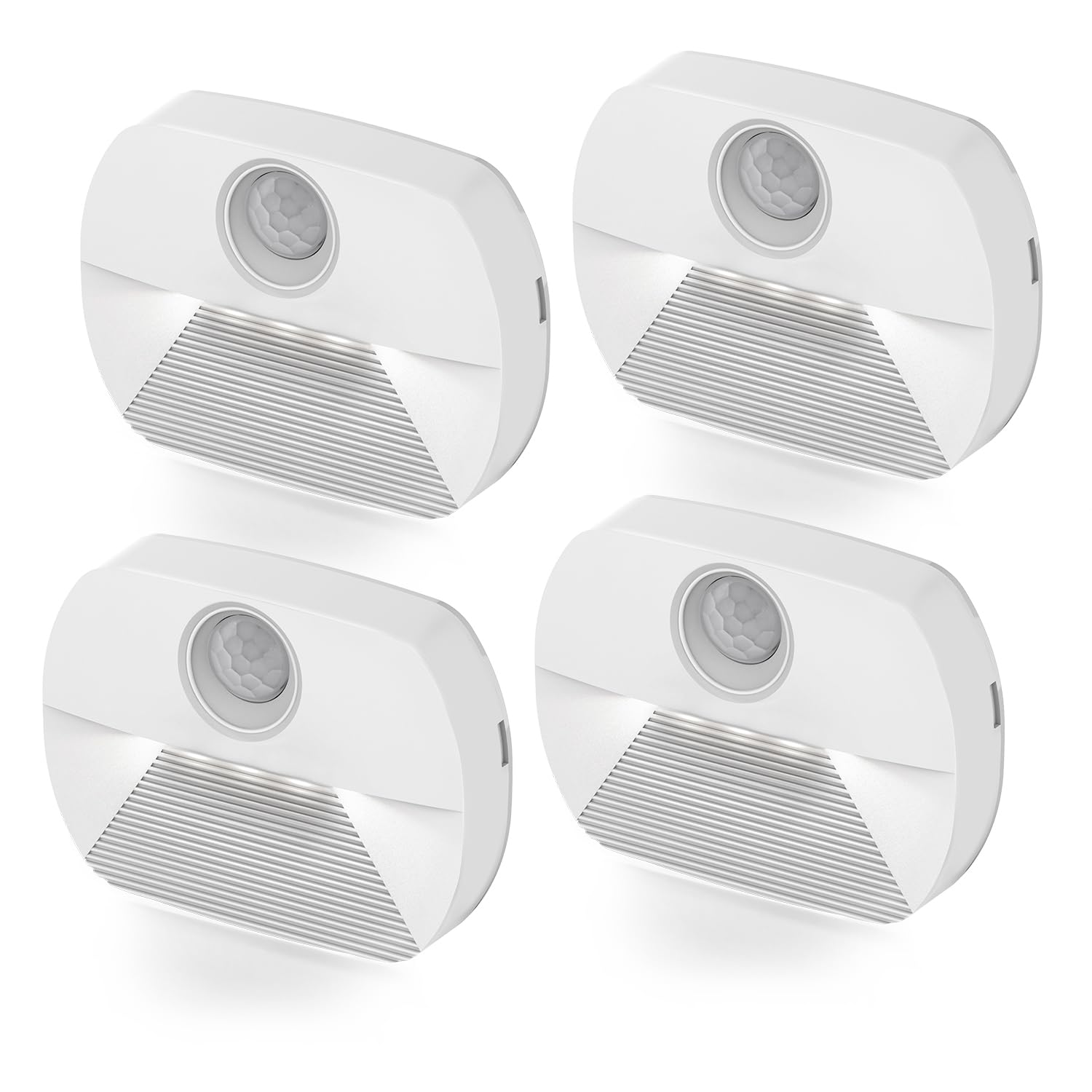 JustLED LED Motion Sensor Lights Indoors, 6000K Cool White Stick-On Night Light, Auto Motion Sensor Night Light for Stair, Toilet, Hallway, Closet, Kitchen, Children's Room (4 Pack 6000K Cool White)