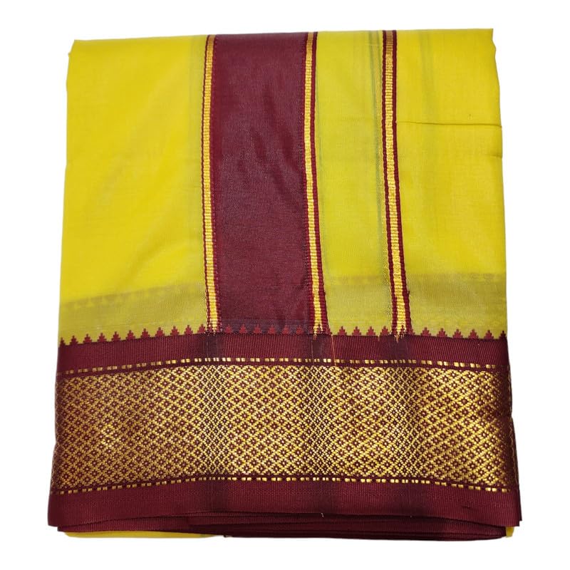 ambika stores & readymades AMBIKA STORES South Indian Art Silk Dhoti, Traditional dhoti Towel Set, 4 Meter Dhoti 2.25 Meter Towel-picture-20
