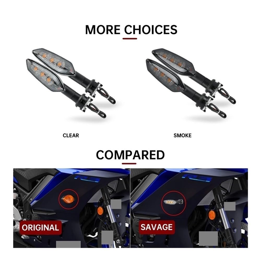 Generico Indicatori di direzione per moto Per Yamaha YZF R15 R25 R3 R125 MT25 MT03 MT15 MT07 MT09 MT10 XJ6 FZ6 Turno per la luce di segnalazione Accessori Per moto Indicatore luminoso(2pcs Smoke)