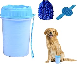 Irtyif Pfotenreiniger für Hunde,Hundepfoten Reiniger,Hunde Pfotenreiniger,Tragbare Hundepfoten Reiniger mit Microfaser Handschuh und Badebürste,für Kleine Bis Mittelgroße Hunde und Katzen,Hunde Sachen product image