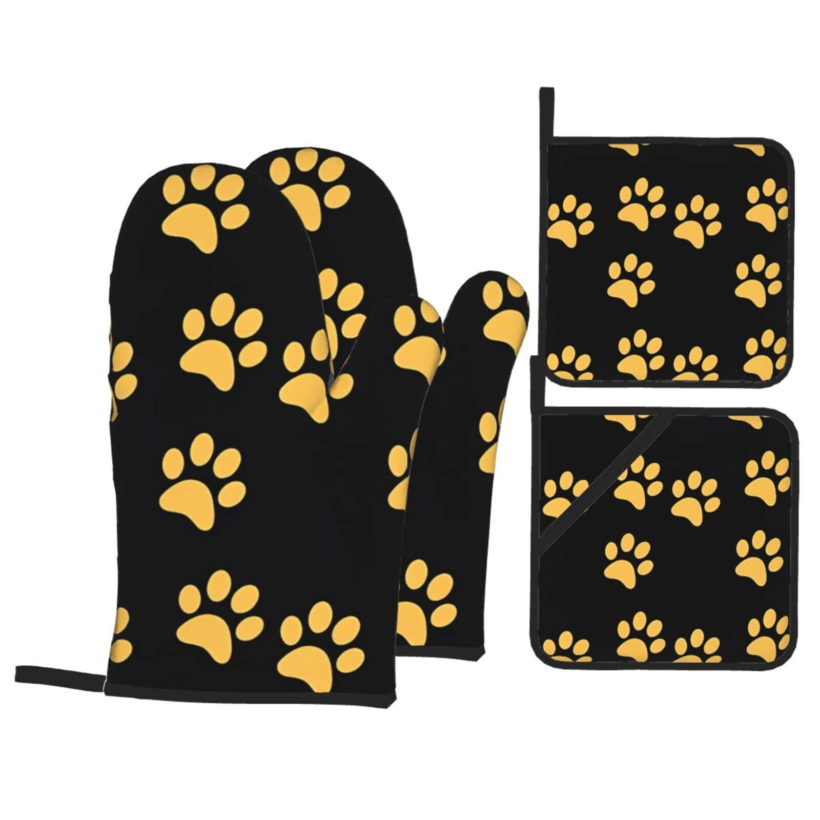 Maniques coton isolé protège-mains patte de chiot doré pour cuisine