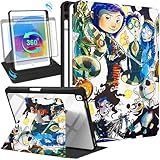 Besoar for iPad 9th/8th/7th Generation 10.2 inch Case Cute Cartoon Kawaii for Girls Kids Girly Women Design Covers,360 Degree Rotating Folio Stand Pencil Holder for Apple i Pad 9/8/7 Gen,Skeleton CP