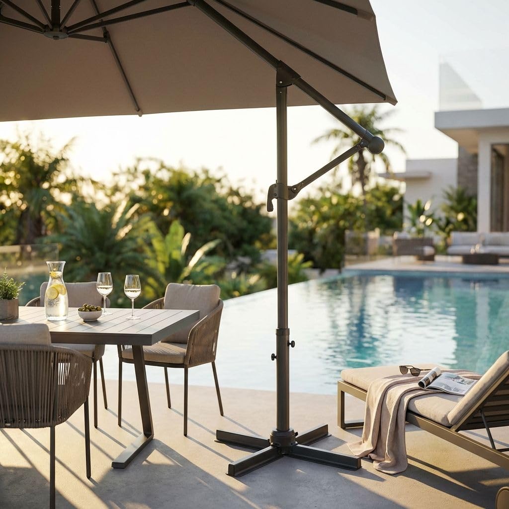 milani home - ombrellone decentrato 3x3 in alluminio per giardino m 3 x 3