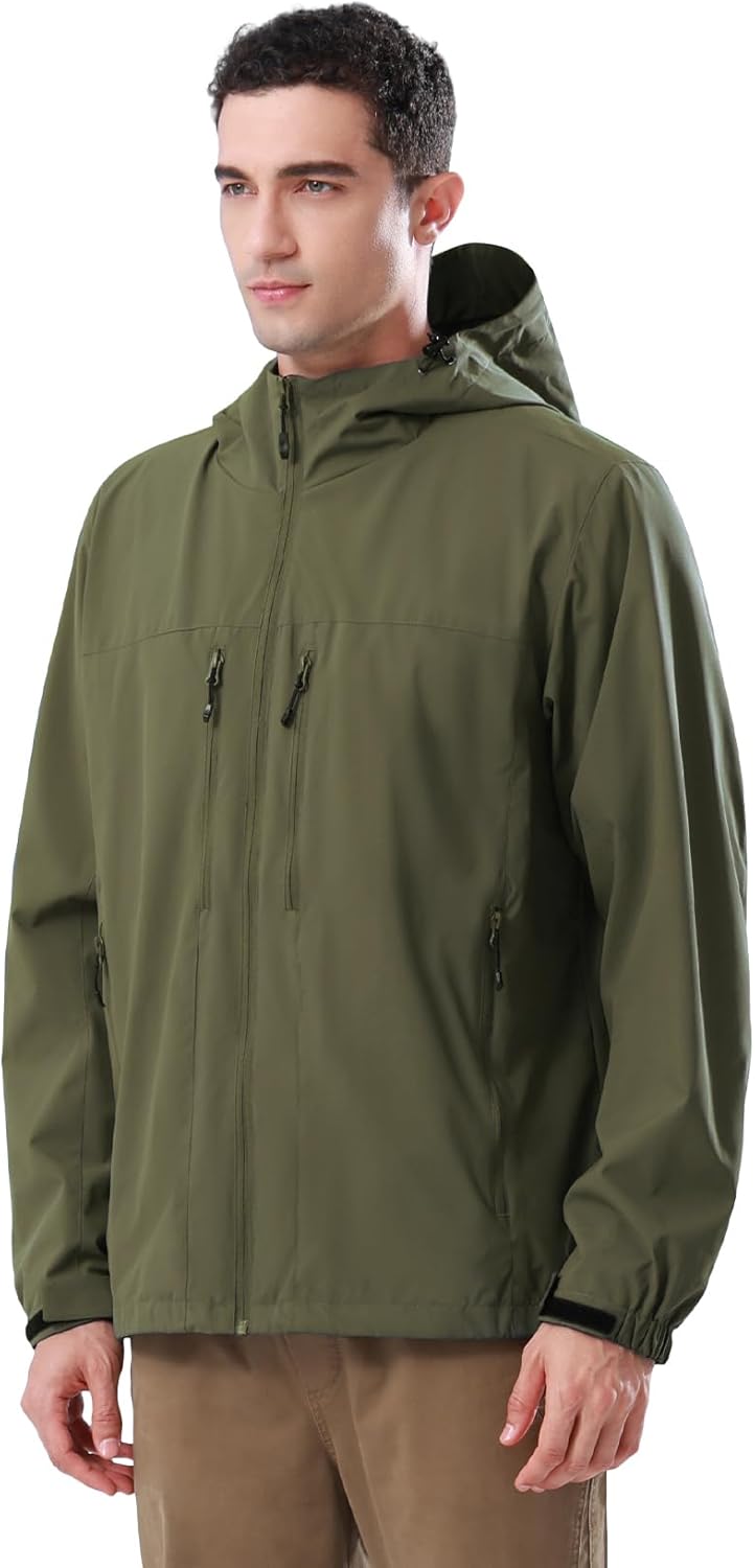 CAMEL CROWN Men's Waterproof Softshell Jacket Lightweight Windbreaker Hooded Rain Coat For Outdoor Hiking