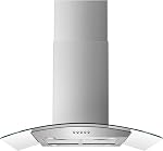 Tieasy 36 Hotte de l'île de inch 700 CFM Capuche de plafond en acier inoxydable Capuche d'évent avec verre trempé, boutons poussoirs, filtres à mailles