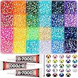 9000Pcs Resin Rhinestones for Bedazzling Crafting, 5mm Jelly Colorful Rainbow Bedazzle Flat Back Gems, Mixed Colors Bedazzled Jewel Diamonds with Glue for Book Crafts Shoes Clothing Fabric Tumbler