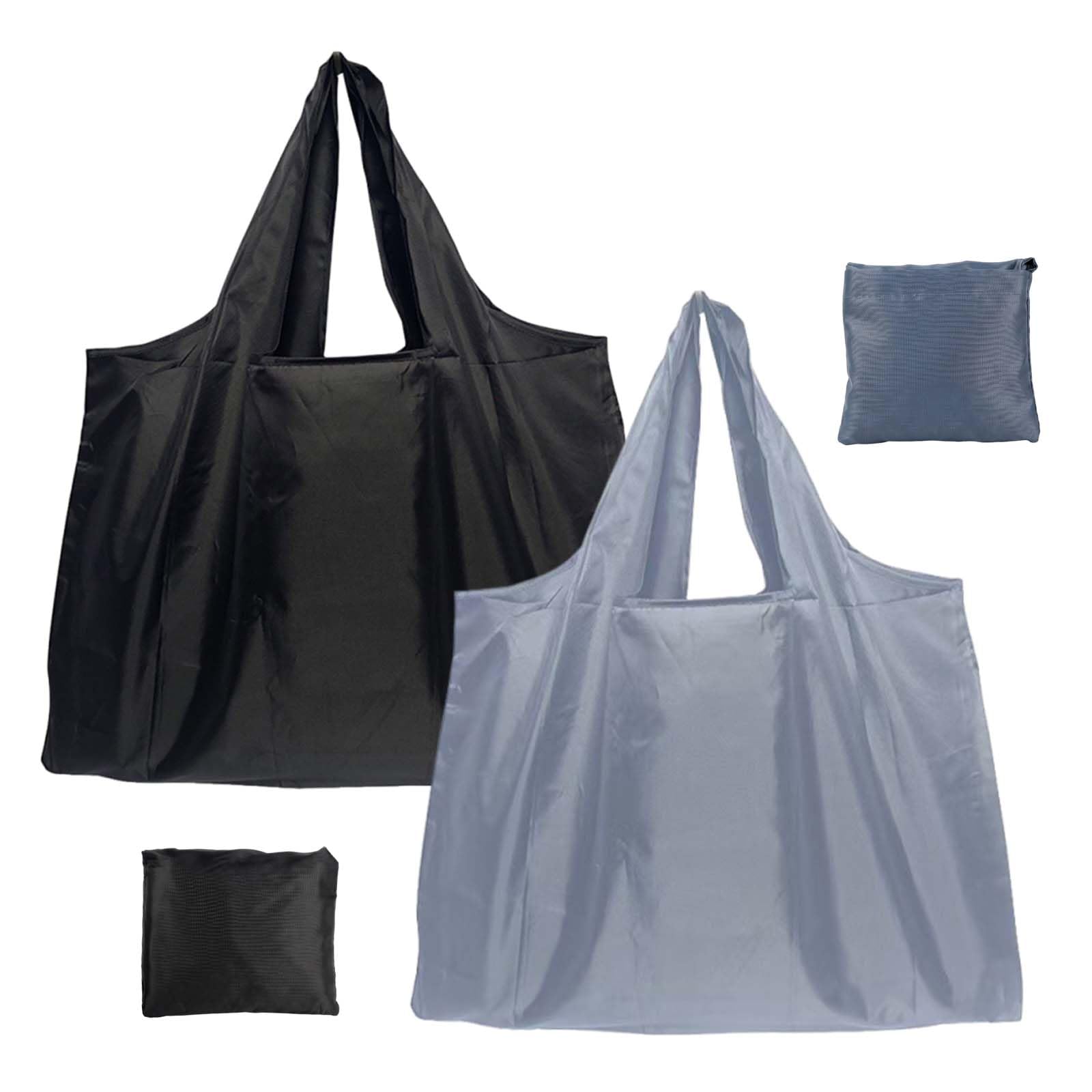 Solvio Large Reusable Shopping Bags Foldable 2 Pack, Waterproof Tote Bag with Compact Pouch, Lightweight Washable Grocery Bags for Daily Use Travel and Picnic