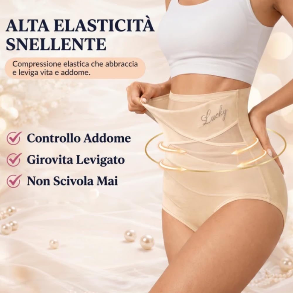 MEIION Donnea Milano Slip Modellante Vita Alta Controllo Addome Elastico, Traspirante, Confezione da 4 Pezzi