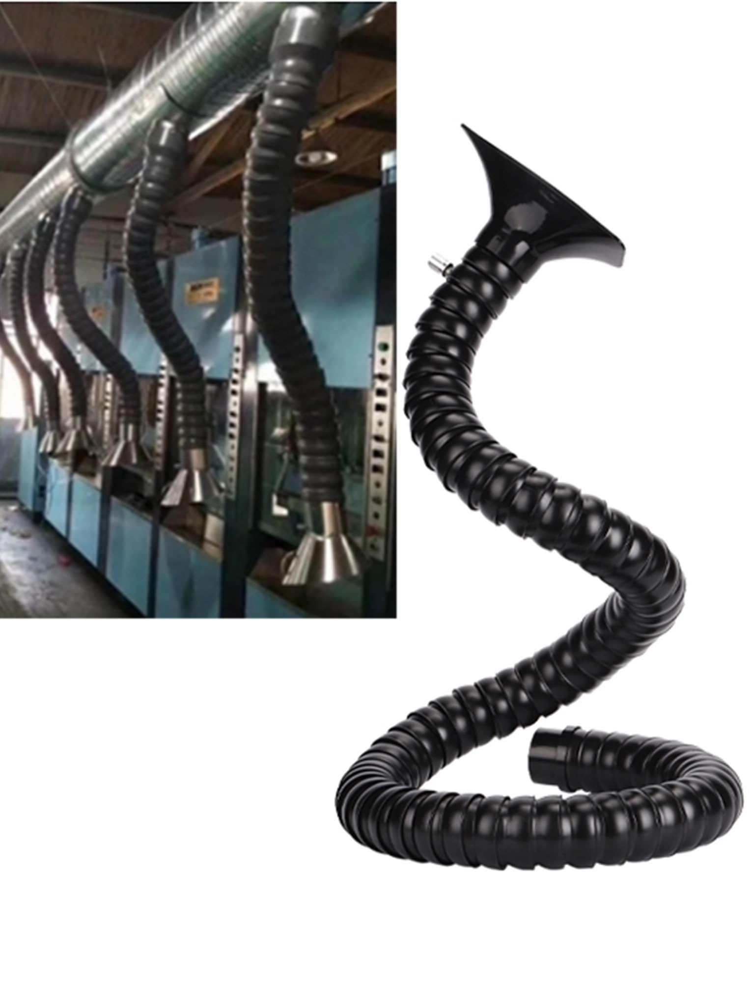 KLYDBMYT 360° Adjustable Articulated Fume Extractor Hose with Hood | Flexible Shop Air/Smoke/Dust Collection Black(75mm/3in,200cm/78.7in)