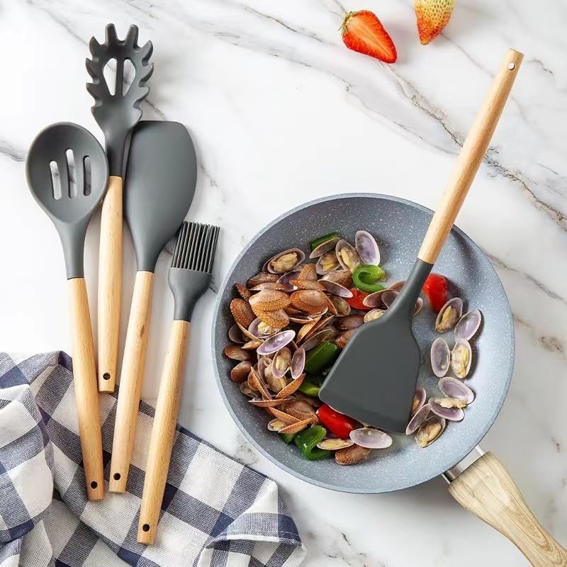 Miniatura 3 de Juego de utensilios de cocina, 33 piezas de utensilios de cocina de silicona antiadherente con soporte, resistente al calor de 446 F, accesorios de