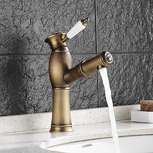 Robinet mitigeur lavabo salle de bain extractible bronze antique chaud et froid