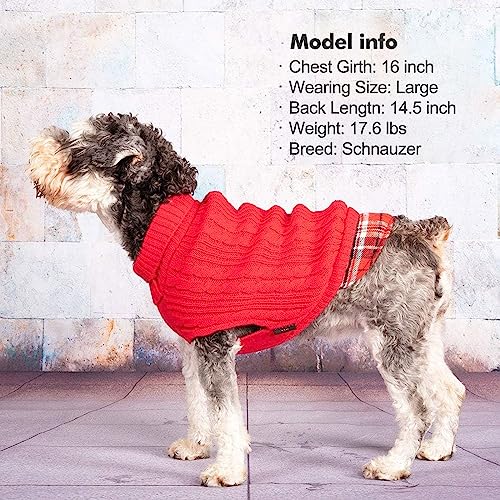 Image of KYEESE Dog Sweater for Small Dogs Turtleneck Thick Knit Pullover | Stretchy Fit, Lightweight & Warm, Cozy Knit Comfort, Classic Plaid Design, Gentle on Sensitive Skin, Winter Daily Wear