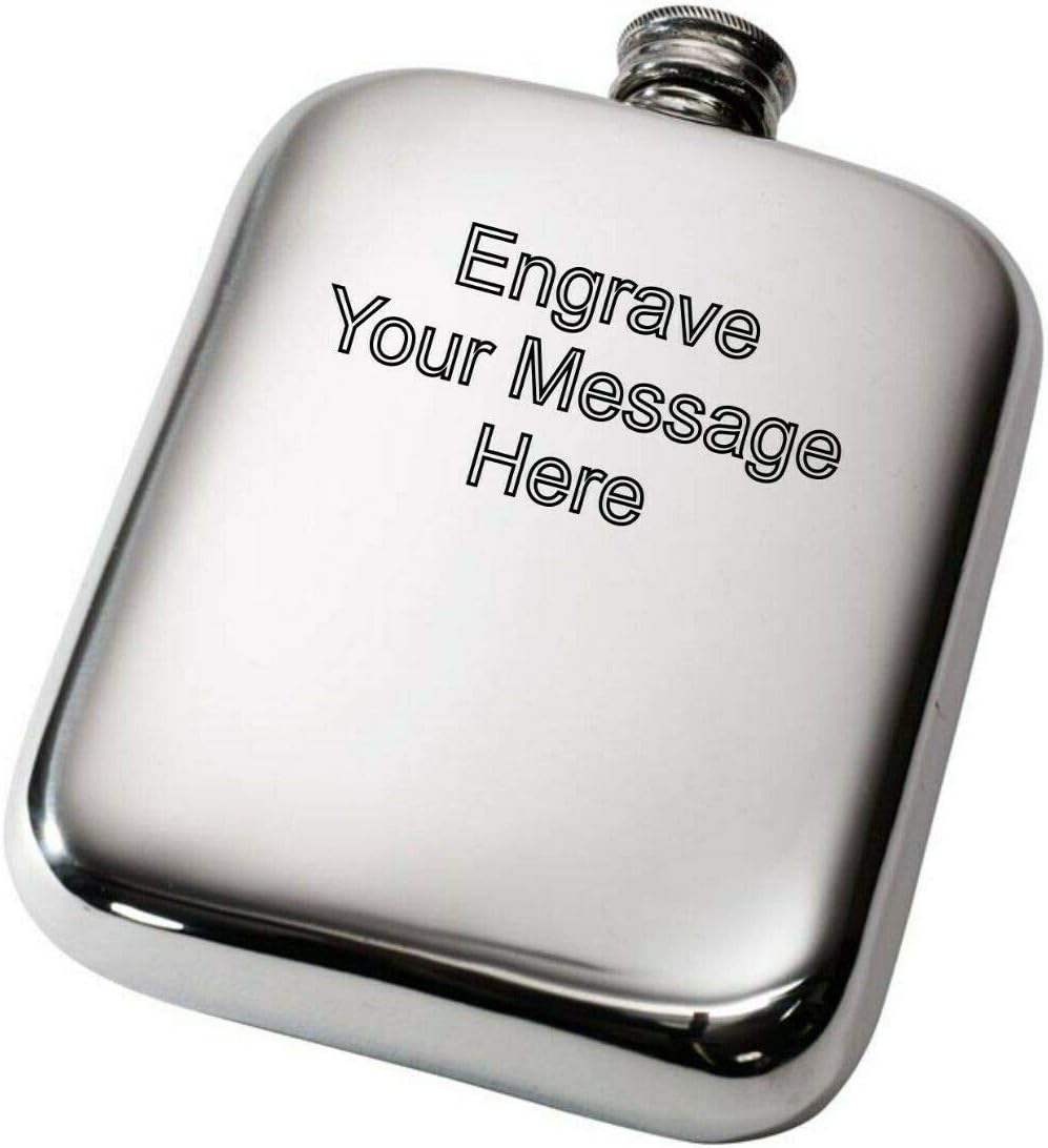 Wentworth Pewter- Plain 6oz Pewter Cushion Pocket Flask, Spirit Flask (6 ounce flask)