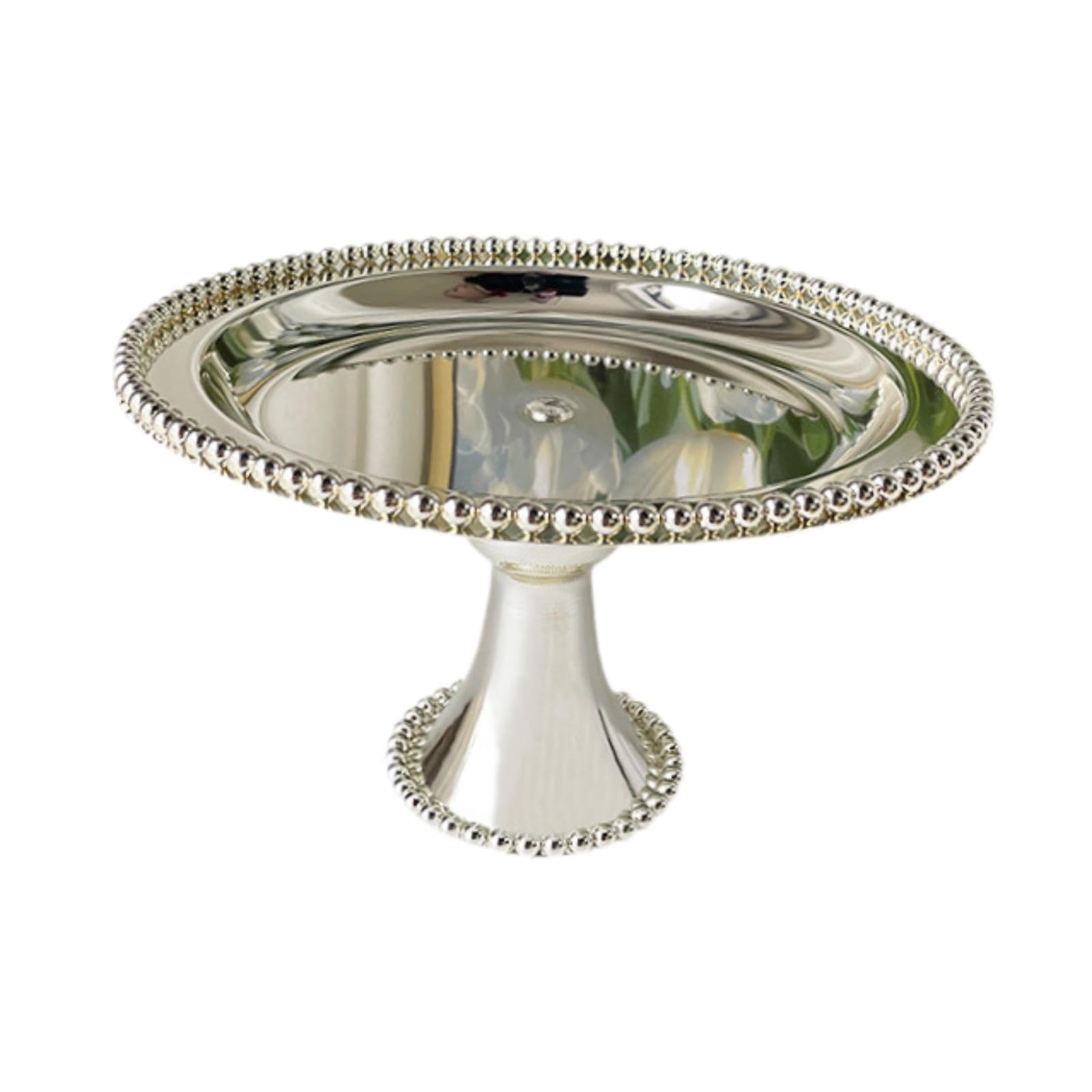 Présentoir à Gâteaux Plateau à Dessert Assiette sur Pied Cloche Pâtisserie Support En Fer Décoratif Robuste pour Service de Friandises Adapté à La Déc, Argent
