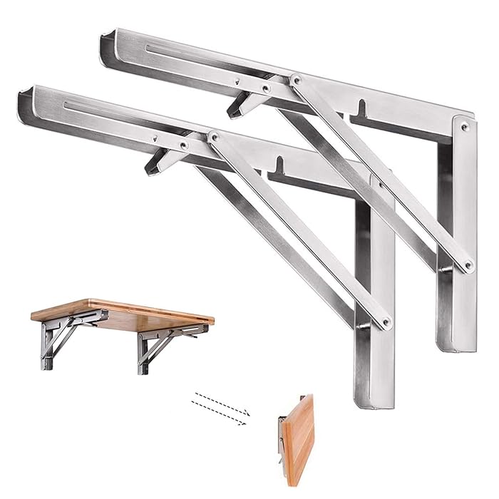 Buy Folding Shelf Brackets 10 Inch, Heavy Duty Stainless Steel Folding