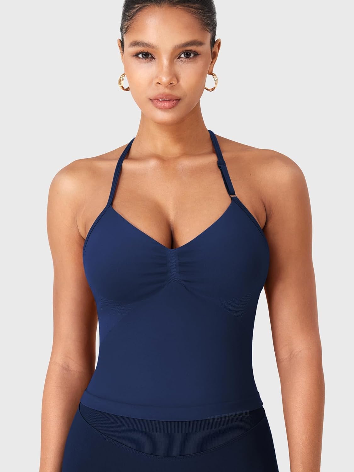 YEOREO SoftHue Impact Longline Strappy Top Women's Halter Workout Tank Tops Backless Gym Longline with Adjustable Strap - Image 4