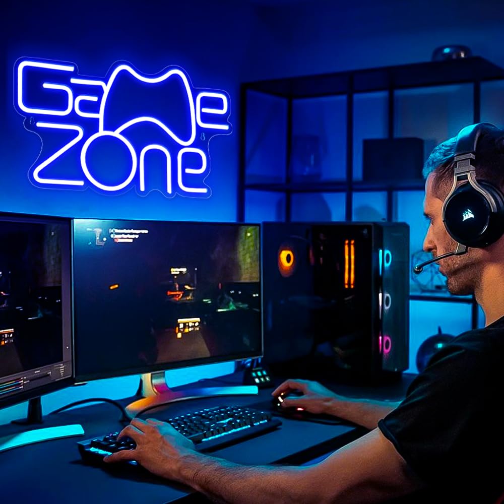 Game Zone De Jeu Salle De Jeux Néon Signe Led Avec Usb Alimenté Logo Pour Garçon Chambre Garçon Cave Salle De Jeux DéCoration Murale, Grand Cadeau Pour Fête