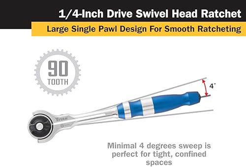 Miniatura 8 de Titan 12161 Trinquete de cabeza plana de 90 dientes de 38 pulgadas x 12 pulgadas