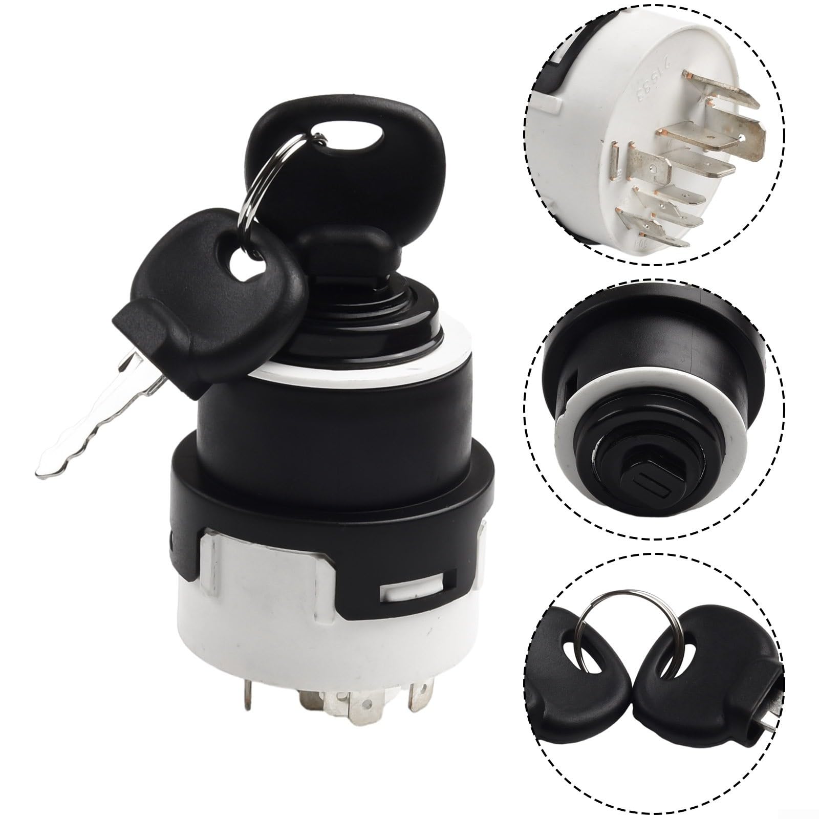 Interruptor de encendido con 2 llaves para excavadora cargadora JCB 4CX, reemplaza 701/80184 85804674, pieza de automóvil de plástico de 10 pines, blanco y negro