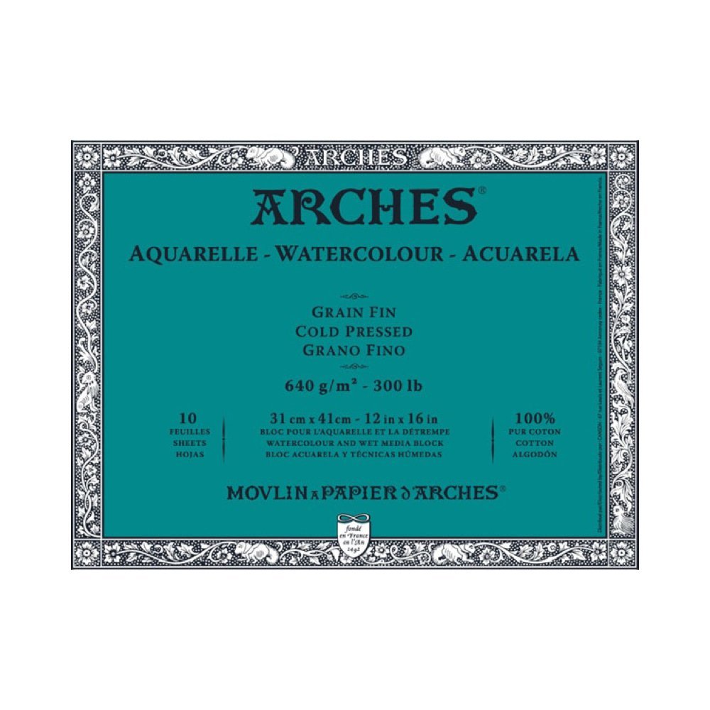 Arches Aquarellblock 30,5 x 40,6 cm, 136 kg Kaltpresse, 10 Blatt