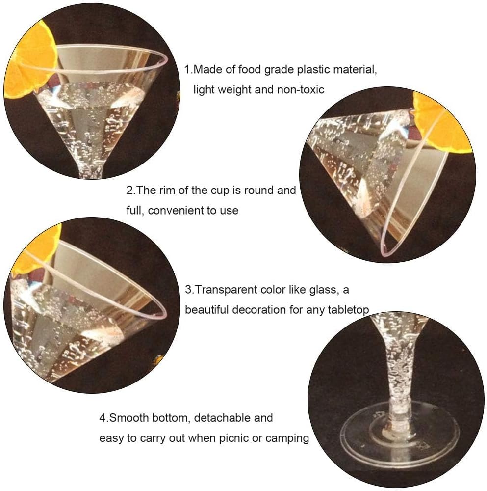 Haploon 30 PCS 7oz Plastic Martini Glasses, Disposable Clear for Cocktail Party, Wedding, Outdoor Picnic
