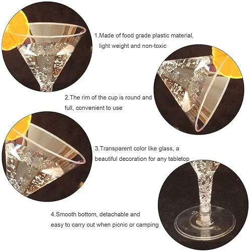 Miniatura 5 de Haploon 30 vasos de Martini de plástico de 7 onzas, desechables transparentes para cóctel, boda, picnic al aire libre