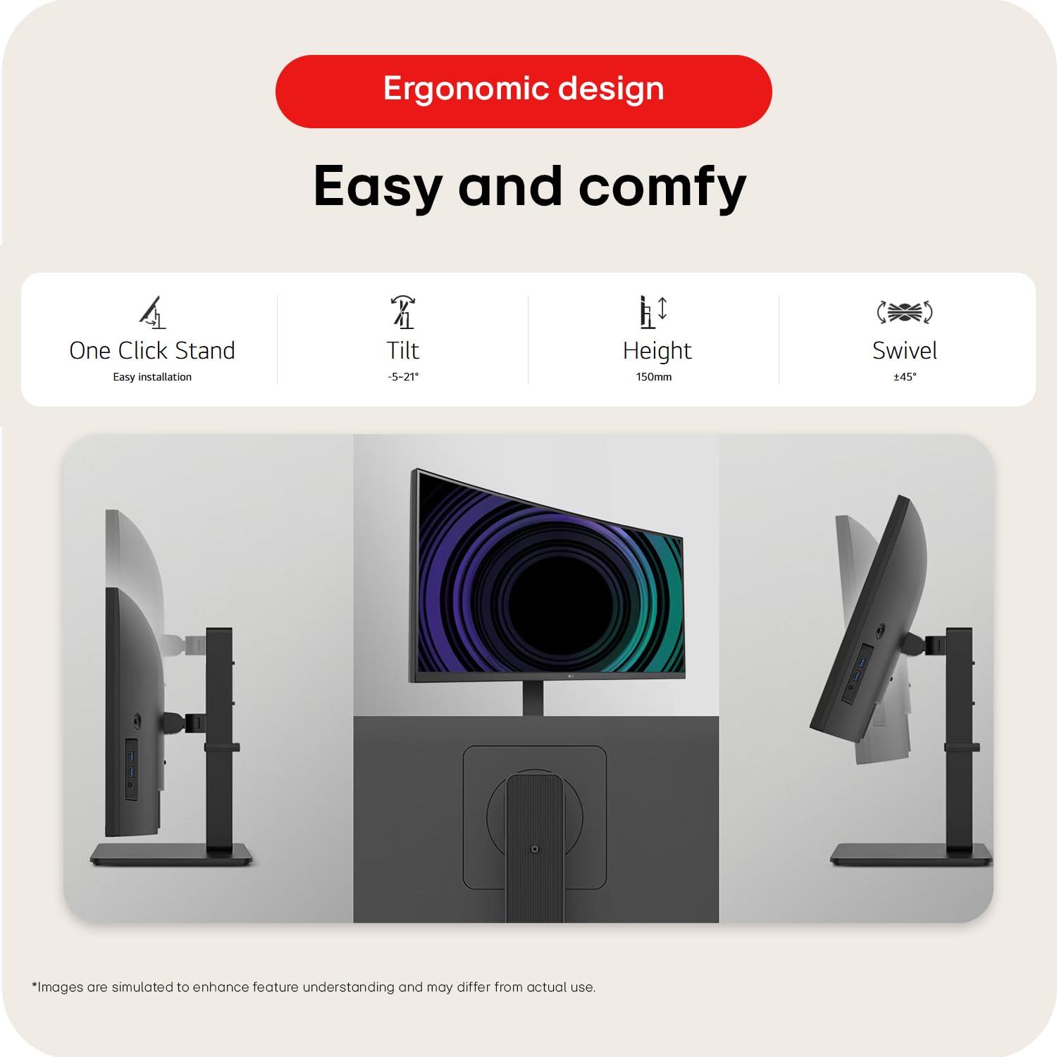 LG 34BA75QE Smartchoice 86.72 cm (34 Inch) UltraWide WQHD (3440x1440) IPS Curved Monitor, Anti-Glare, sRGB 99%, Dual Controller, HDMI X 2, DP, USB-C (PD 90W), Speakers, Tilt/Height/Swivel Adjustable — Amazon image 12