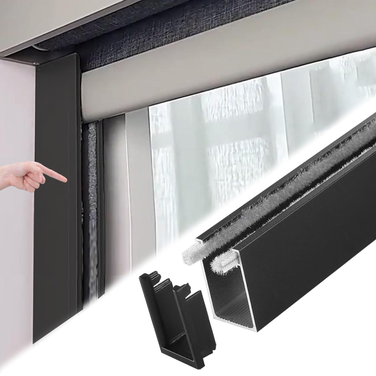 Zaciemniające klipsy (2 sztuki) blokada światła powlekana PVC i metalowy wspornik 100 cm 40 cali, idealne do domu i biura, prywatność, energooszczędne rozwiązanie okienne