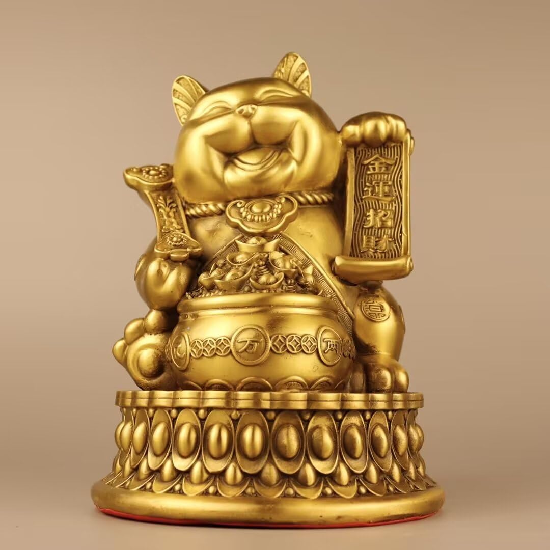Dytartzx Pure copper Lucky Cat statue Lucky Cat Home shop checkout decor Wealth and good luck