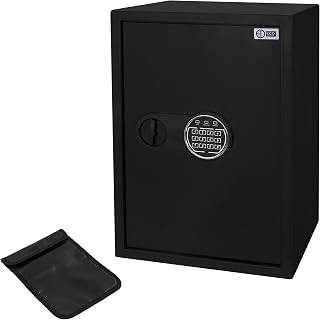 ECD Germany Safe Tresor 43L 35x50x31 cm aus Stahl, Wandtresor mit feuerfester Tasche, Sensorlicht, Digitale Tastatur für Schmuck & Bargeld, Elektronischer Möbeltresor Geldkassette PIN-Code & Schlüssel