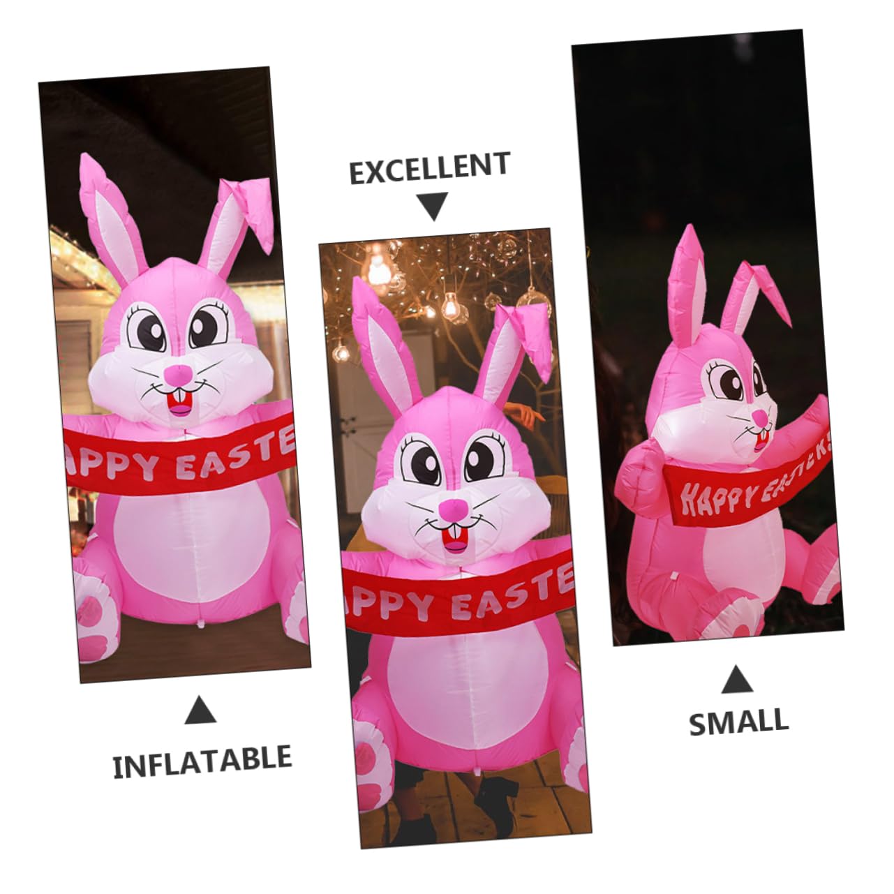 Kisangel Gonflable Lapin Accessoires De Fête De Pâques Décor Extérieur De Lapin De Pâques Décoration Extérieure De Pâques Fournitures De Fête De Pâques Lapin Gonflable Polyester Rose