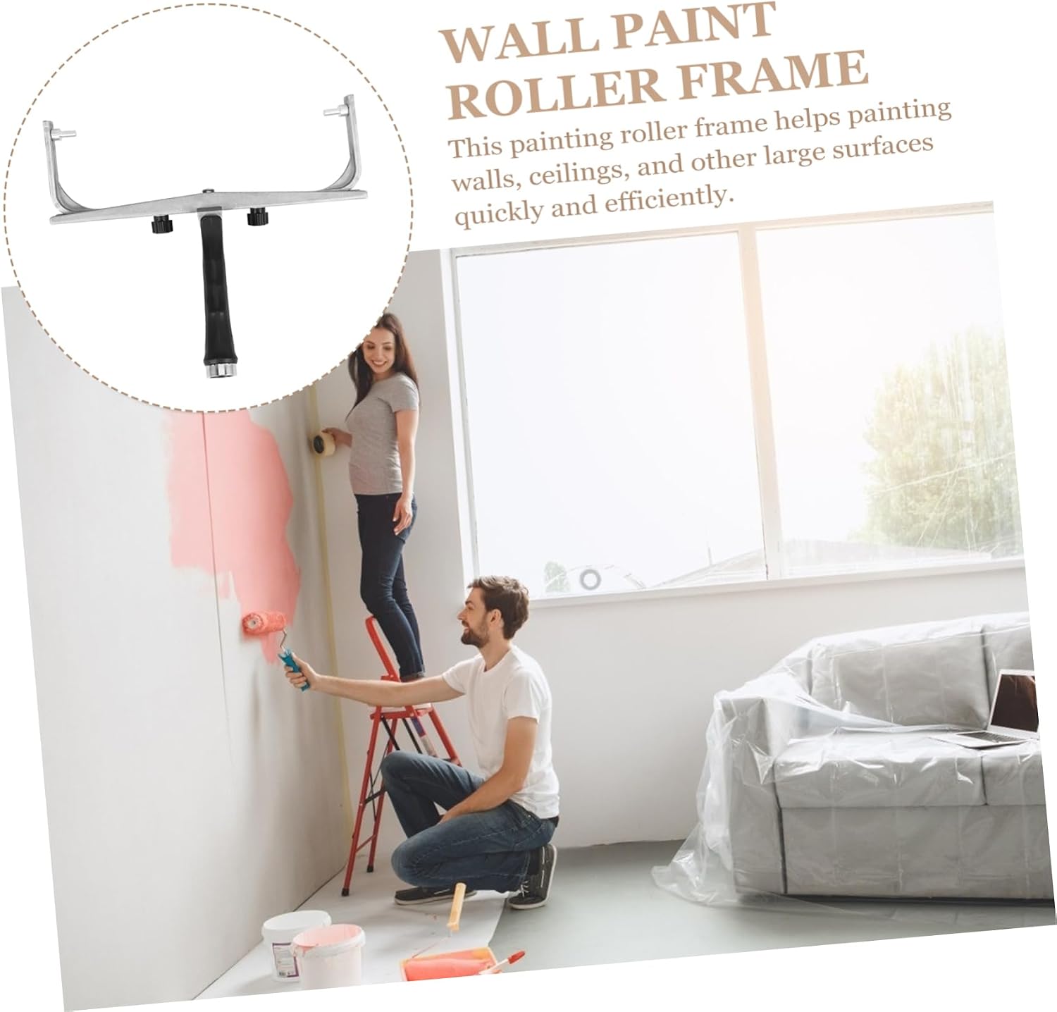 Adjustable Paint Roller Holder Frame Versatile Wall Painting Tool for Home Decoration Easy Assembly and Sturdy Design for Effortless Painting Projects