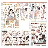 PREMIUM STICKER SET: 10 sheets of beautifully illustrated journal stickers featuring vintage-style designs with cozy aesthetic elements and inspirational messages VERSATILE DESIGNS: Decorative elements include books, clocks, tea cups, office supplies...