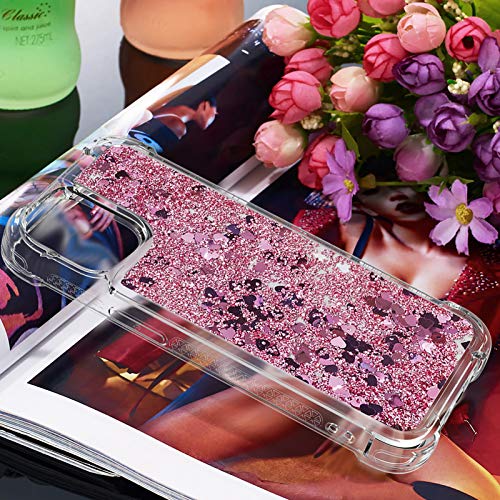 Coque transparente iPhone 12 Pro Max silicone finitions paillettes or rose