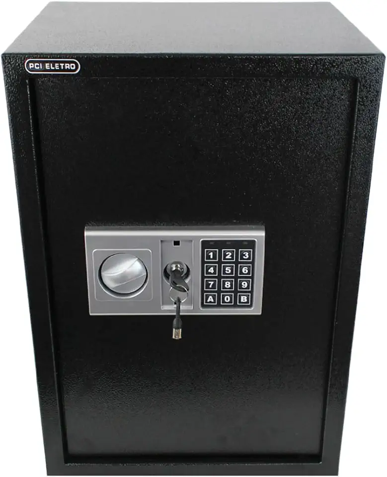 Cofre Eletrônico Digital Grande com Prateleira Removível, Aço Reforçado, Senha + Chave de Segurança, Fixação Parede/Chão, Ideal para Dinheiro, Joias, Documentos, Casa e Escritório