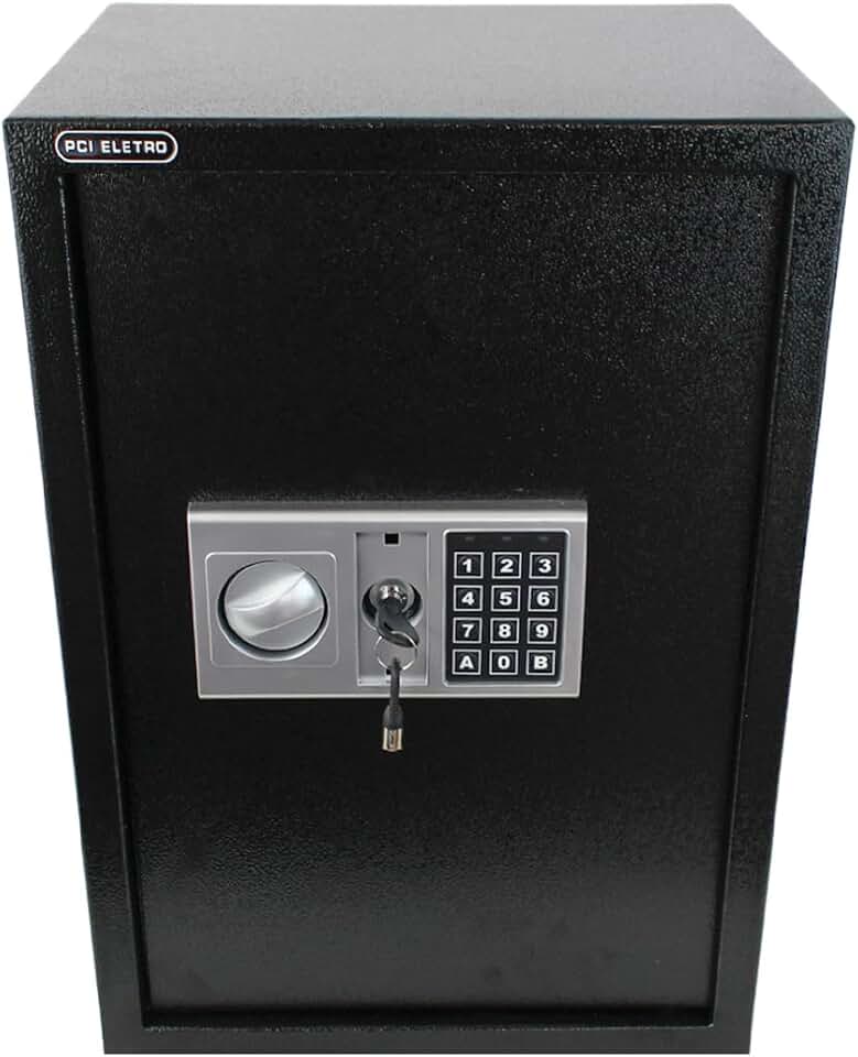 Cofre Eletrônico Digital Grande com Prateleira Removível, Aço Reforçado, Senha + Chave de Segurança, Fixação Parede/Chão, Ideal para Dinheiro, Joias, Documentos, Casa e Escritório