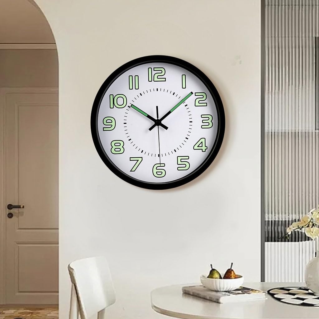 Orologio da parete Orologio da parete digitale luminoso rotondo semplice Orologio silenzioso Orologio al quarzo for la casa Soggiorno Camera da letto Reloj De Pared