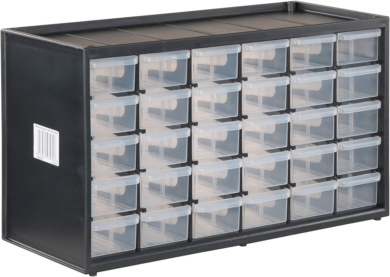 Storage Organizer, 30 Small Drawer Modular Storage System, Easily Stackable, Plastic, Black, White (CMST40730)