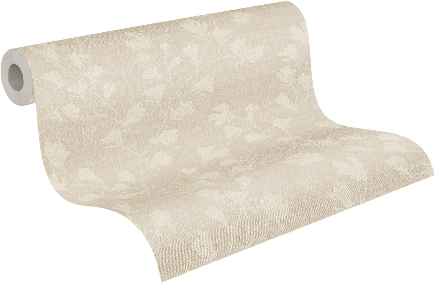 A.S. Création Greige Nara 387474 Non-Woven Wallpaper with Leaf Tendril Design Grey/Beige 10.05 m x 0.53 m Made in Germany