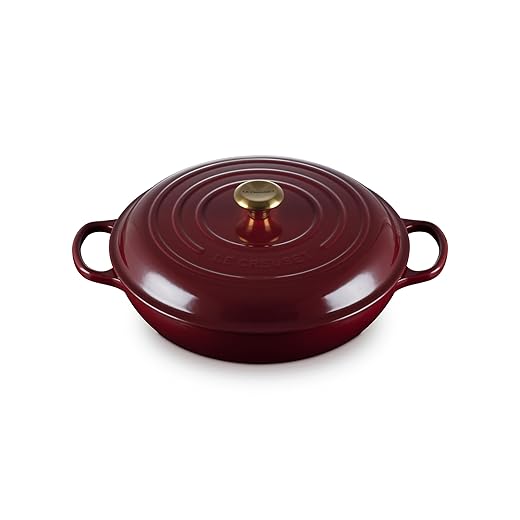 Le Creuset Enameled Cast Iron Signature Braiser, 3.5 qt., Garnet