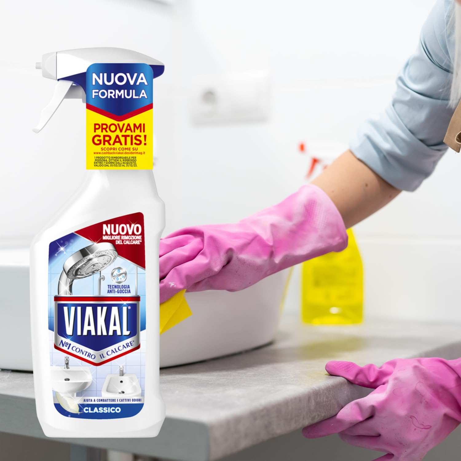 Detergente Spray Anticalcare Profumazione Classica – 470 ml – Pulizia Brillante Bagno e Cucina kit con Spugna Brandizzata SPESA & RISPARMIO Inclusa – Variazioni 4/8/12 Pezzi (12)