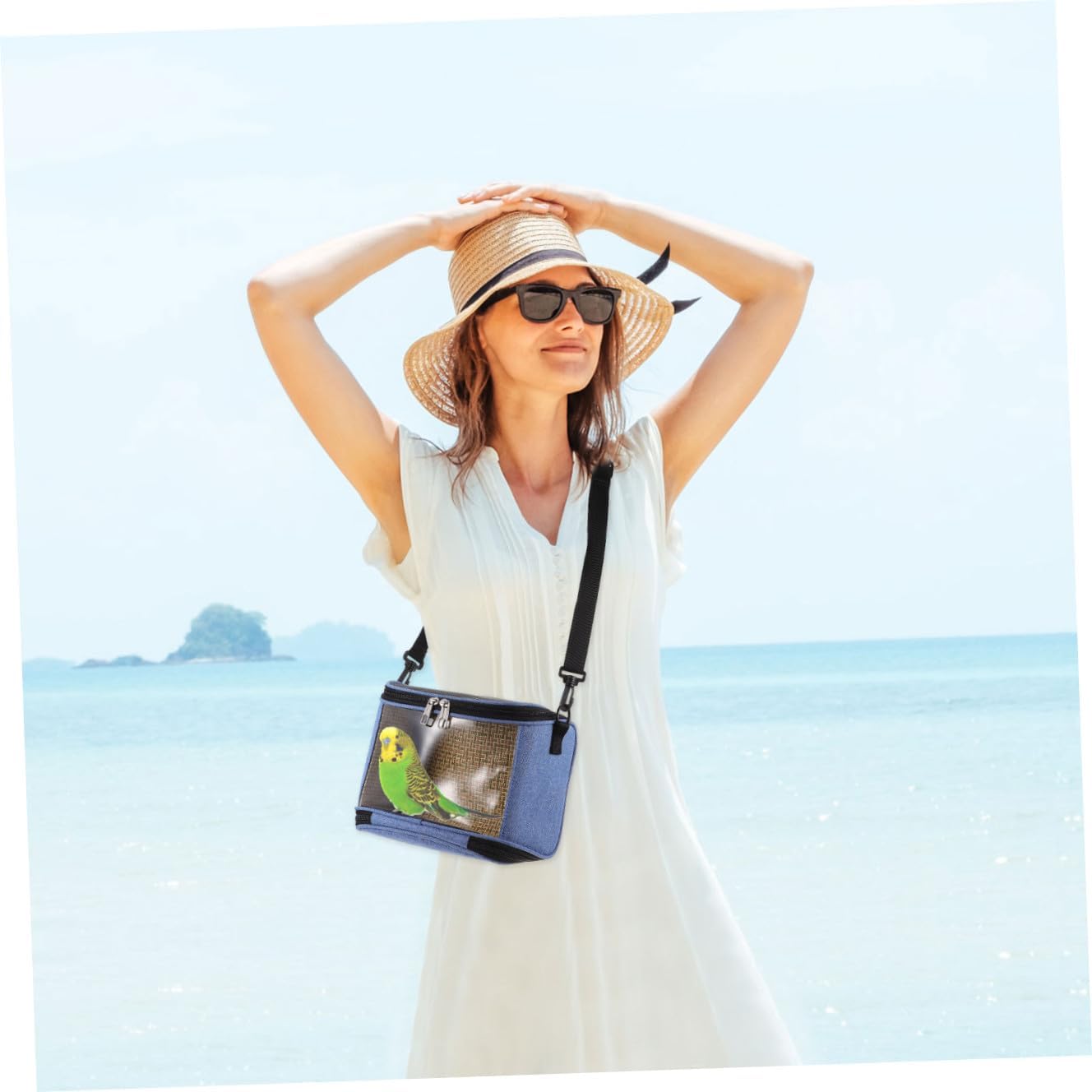 Luxshiny Portable Parrot Carrier Bag with Handle, Large Capacity Outdoor Bird Cage Crossbody Pouch for Travel and Daily Use