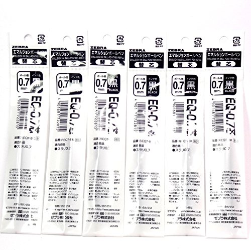 Recharge Zebra Eq-0.7 Noir pour stylo Surari Bn11 en lot de 6 pièces originales