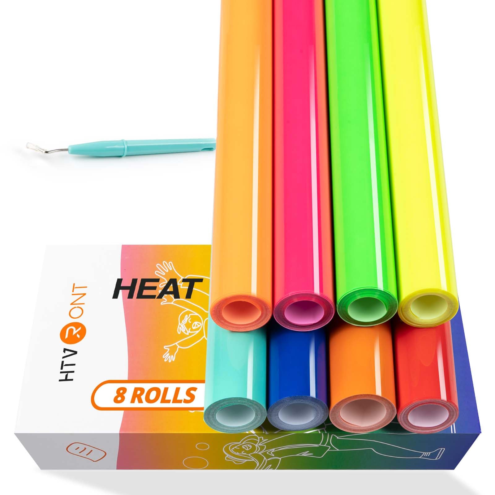HTVRONT Neon Heat Transfer Vinyl Bundle - 8 Rolls 12in * 3ft Iron on Vinyl