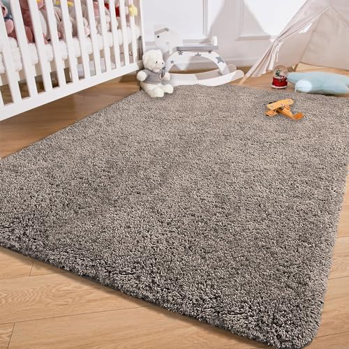 Image of LUXE HOME INTERNATIONAL Microfibre Carpet Super Soft Anti Slip Vegas Rectangular Rugs for Bedroom,Livingroom(Cocoa,3X5 Feet),Grey