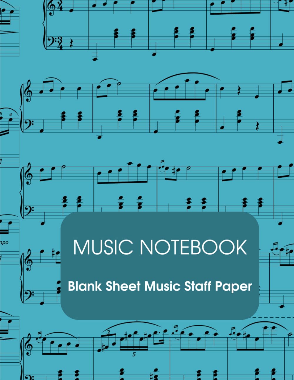 Cahier de musique grand format avec feuilles de partitions vierges pour notes et compositions