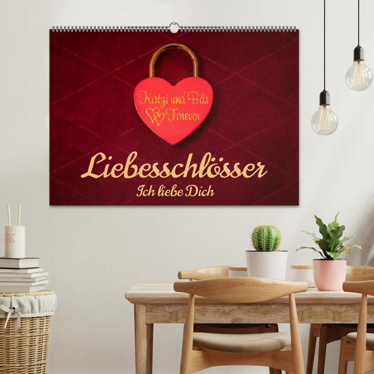 Liebesschlösser, Ich liebe Dich (Wandkalender 2026 DIN A2 quer), CALVENDO Monatskalender: Geschenk-Kalender mit Poesie, Sprüchen und Zitaten