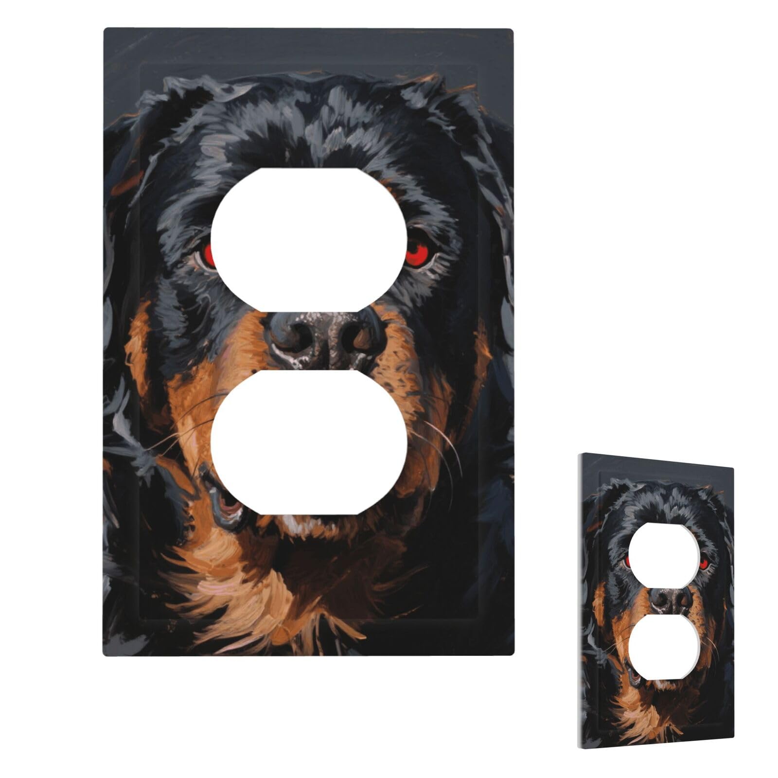 Cool Rottweiler Dog Art Wall Plate Cover Modern Decorative 1 Gang Light Switch Cover Unbreakable Receptacle Outlet Covers For Living Room Bedroom Home Decor Duplex