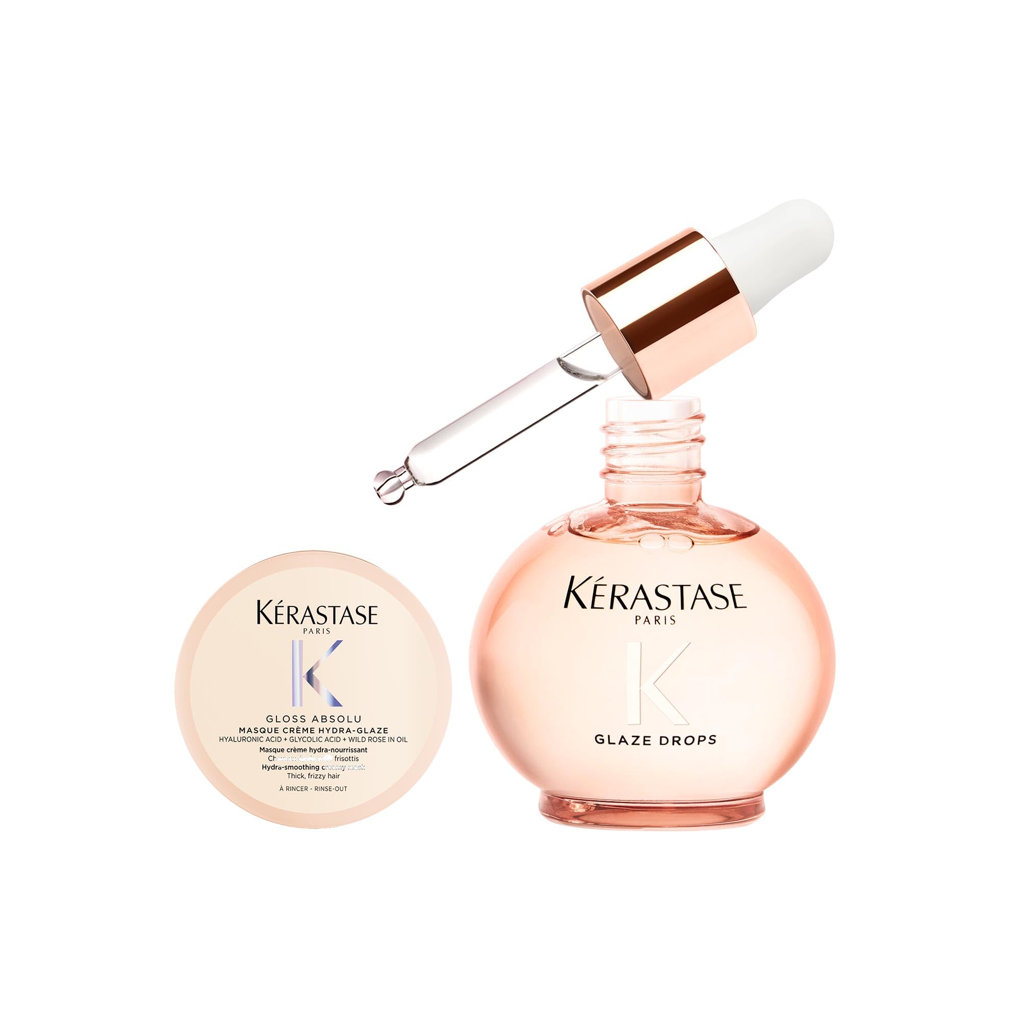 Kérastase Gloss Absolu High-Shine Bundle: Glaze Drops Haaröl (45ml) + Masque Crème Hydra-Glaze Haarmaske Mini (75ml)